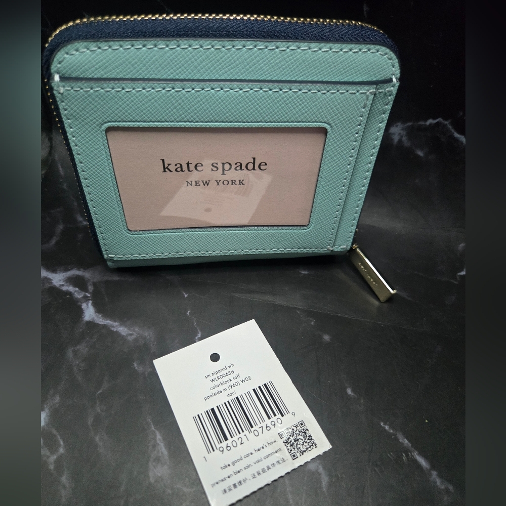 NWT Kate Spade Staci Colorblock Poolside Small Zip Around Wallet - Picture 6 of 6